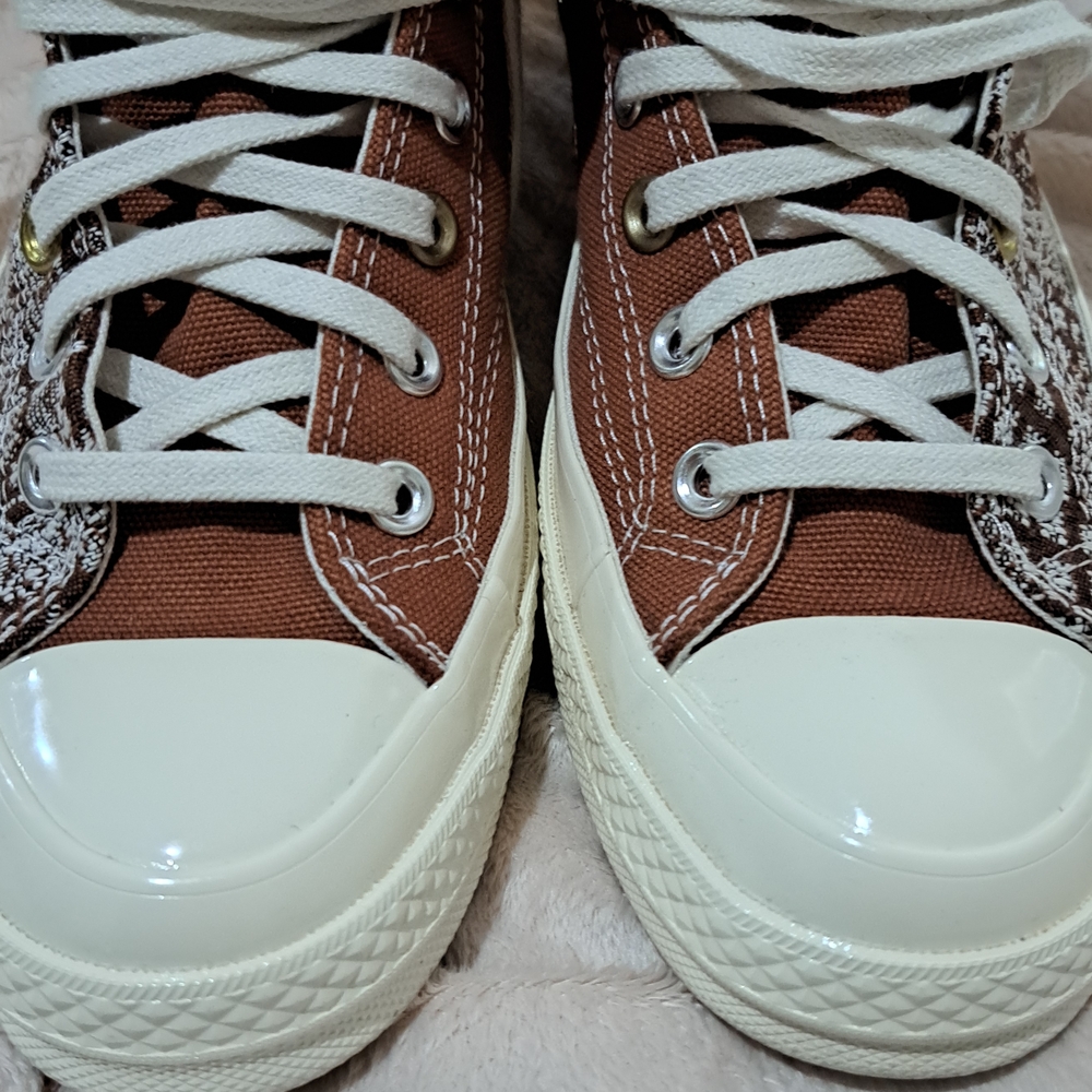 Converse Brown and White High-Top Sneakers - Picture 8 of 11